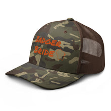 Load image into Gallery viewer, Badger Bride Camo Trucker Hat - Orange Embroidery
