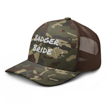 Load image into Gallery viewer, Badger Bride Camo Trucker Hat - White Embroidery