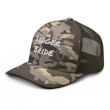 Load image into Gallery viewer, Badger Bride Camo Trucker Hat - White Embroidery