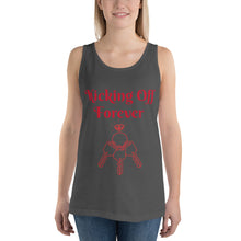 Load image into Gallery viewer, Kicking Off Forever Unisex Tank Top - Red Lettering