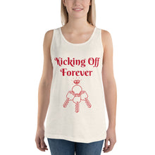 Load image into Gallery viewer, Kicking Off Forever Unisex Tank Top - Red Lettering
