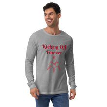 Load image into Gallery viewer, Kicking Off Forever Unisex Long Sleeve Tee - Red Lettering