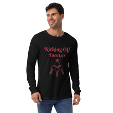 Load image into Gallery viewer, Kicking Off Forever Unisex Long Sleeve Tee - Red Lettering