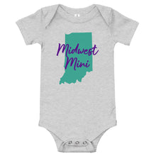 Load image into Gallery viewer, Midwest Mini One Piece - Multiple Fabric Colors & Custom Font Colors (3m-6m)