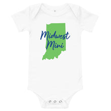 Load image into Gallery viewer, Midwest Mini One Piece - Multiple Fabric Colors & Custom Font Colors (6m-12m)