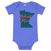 Load image into Gallery viewer, Midwest Mini One Piece - Multiple Fabric Colors and Custom Font Colors (12m-18m)