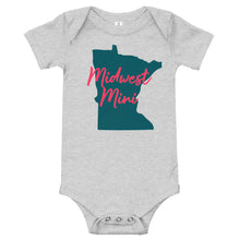 Load image into Gallery viewer, Midwest Mini One Piece - Multiple Fabric Colors and Custom Font Colors (12m-18m)