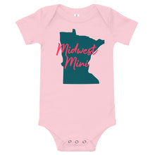 Load image into Gallery viewer, Midwest Mini One Piece - Multiple Fabric Colors and Custom Font Colors (12m-18m)