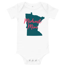 Load image into Gallery viewer, Midwest Mini One Piece - Multiple Fabric Colors and Custom Font Colors (12m-18m)