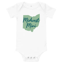 Load image into Gallery viewer, Midwest Mini One Piece - Multiple Fabric Colors and Custom Font Colors (12m-18m)
