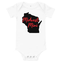 Load image into Gallery viewer, Midwest Mini One Piece - Multiple Fabric Colors & Custom Font Colors (3m-6m)