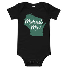 Load image into Gallery viewer, Midwest Mini One Piece - Multiple Fabric Colors & Custom Font Colors (6m-12m)