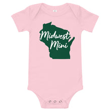 Load image into Gallery viewer, Midwest Mini One Piece - Multiple Fabric Colors & Custom Font Colors (6m-12m)
