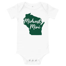 Load image into Gallery viewer, Midwest Mini One Piece - Multiple Fabric Colors & Custom Font Colors (6m-12m)