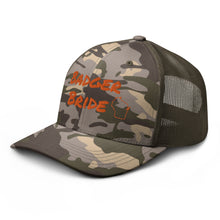 Load image into Gallery viewer, Badger Bride Camo Trucker Hat - Orange Embroidery
