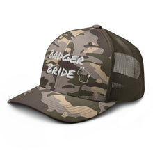 Load image into Gallery viewer, Badger Bride Camo Trucker Hat - White Embroidery
