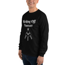 Load image into Gallery viewer, Kicking Off Forever Men&#39;s Long Sleeve Tee - White Lettering
