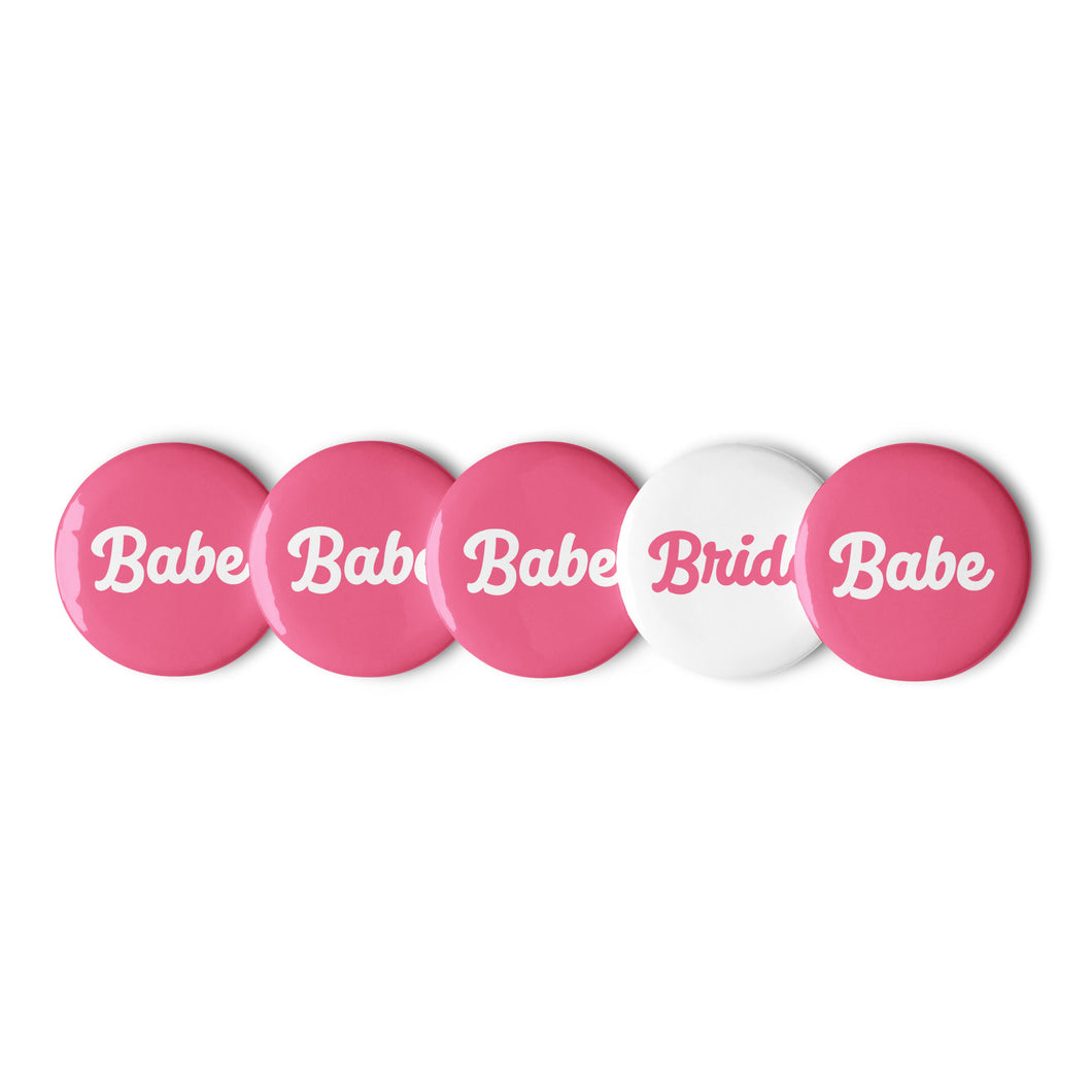 Bride + Babe Buttons - Set of 5