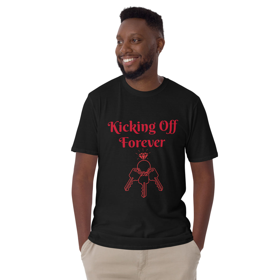 Kicking Off Forever Unisex T-Shirt - Red Lettering