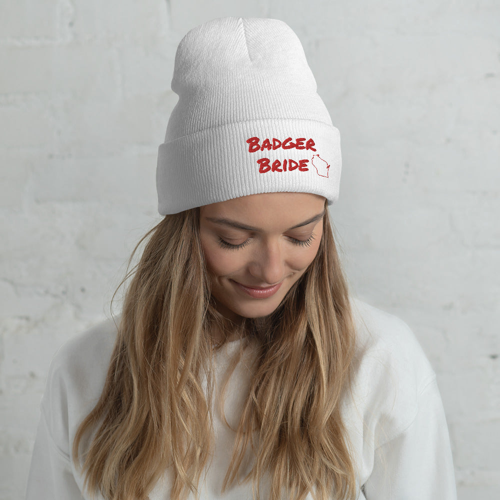 Badger Bride Cuffed Beanie - Red Embroidery