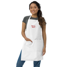 Load image into Gallery viewer, Badger Bride Apron - White Apron/Red Text
