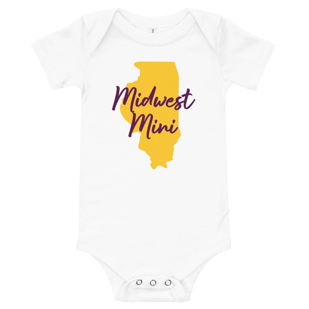 Midwest Mini One Piece - Multiple Fabric Colors and Custom Font Colors (12m-18m)