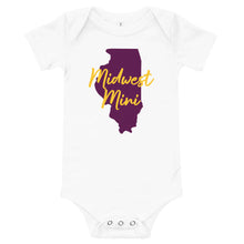 Load image into Gallery viewer, Midwest Mini One Piece - Multiple Fabric Colors &amp; Custom Font Colors (6m-12m)
