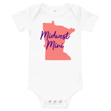 Load image into Gallery viewer, Midwest Mini One Piece - Multiple Fabric Colors &amp; Custom Font Colors (6m-12m)

