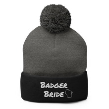 Load image into Gallery viewer, Badger Bride Pom-Pom Beanie - White Embroidery
